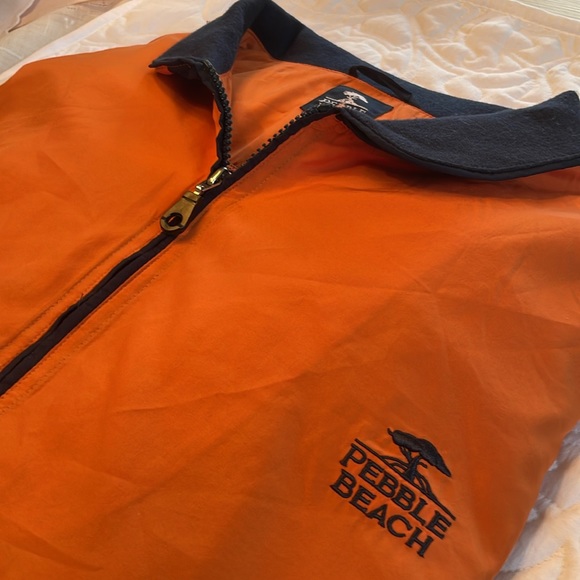 Pebble Beach Men’s Golf 1/4 Zip Pullover Jacket. Orange/Rust and Blue. Size XL - Picture 3 of 4